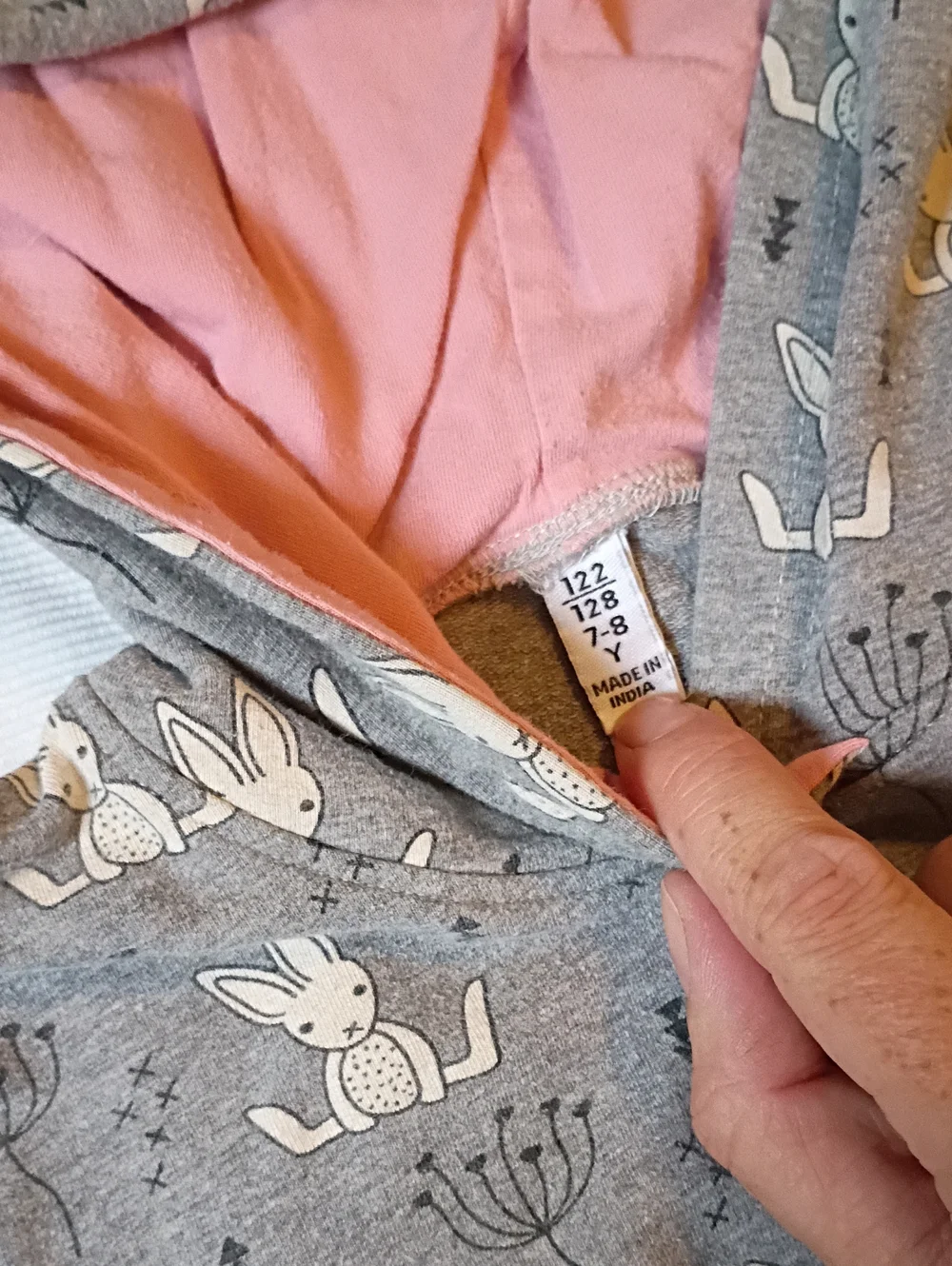 Maxomorra Gray Bunny Hooded Cotton Dress